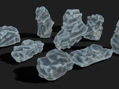 Mountain ice Rocks - PBR Pack 09 Low-poly 3D model
