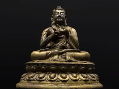 Buddha bronze statue Low-poly 3D model
