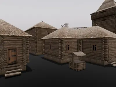 Hut Pack 3D Model  Low-poly 3D model