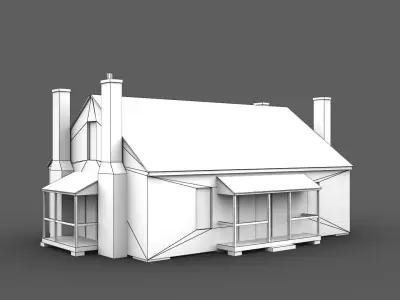 Wooden House Building Low-poly 3D model