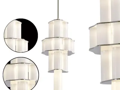 Bauer modern chandelier with glass shades 3D model