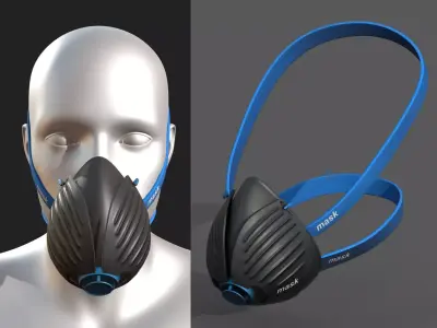 Gas mask protection isolated plastic scifi fantasy  Low-poly 3D model