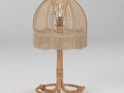 Pair of Midcentury Bamboo Table Lamp 3D model