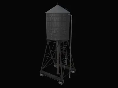 Water Tank Low-poly 3D model 10
