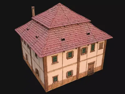 Medieval Two Storey House Low-poly 3D model