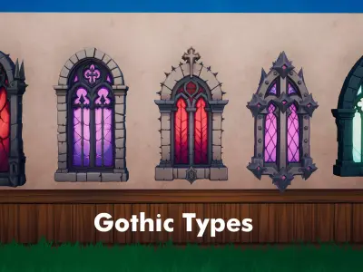 61 Stylized Windows - Stylized RPG Fantasy Prop Pack Low-poly 3D model