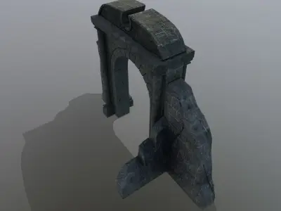 Ruined medieval gate Low-poly 3D model