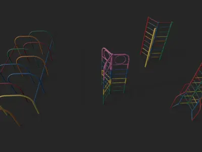 Old Playground Props Set Low-poly 3D model purchase