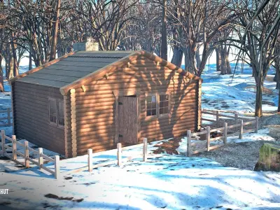 Hunters hut - modular house and props 3D model