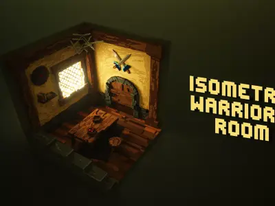 Voxel 3D Render of isometric Warrior Room 3D model