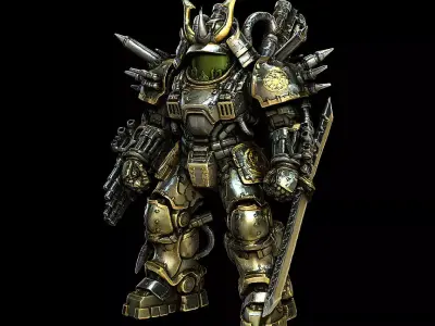 Samurai Mecha Armored Cyber Samurai Robot Highpoly Game Sculpt 3D print model