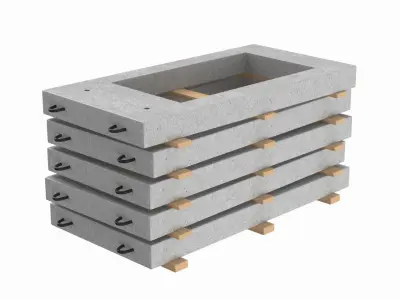 Concrete Wall Panels On Wood Planks 3D model