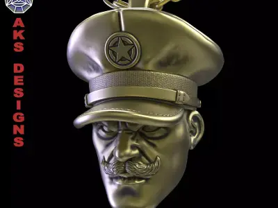 Pendant biker mens jewelry Army captain v152 3D print model