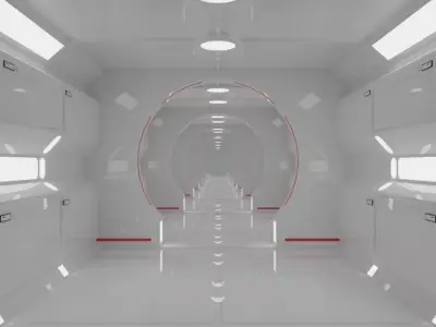 sci-fi corridor -Lab - 3D Model - game ready - Empty Low-poly 3D model