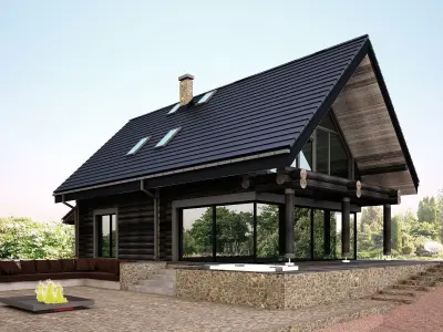 Wood house model 3d dom55 3D model 3D model