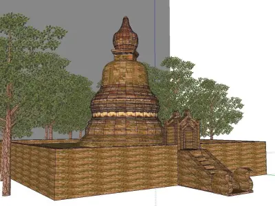 Architecture-Religion-God-Culture-Temple-0268 pagoda in middl... 3D model