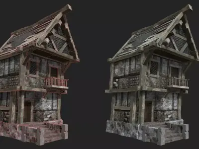 Old Medieval Tavern Low-poly 3D model