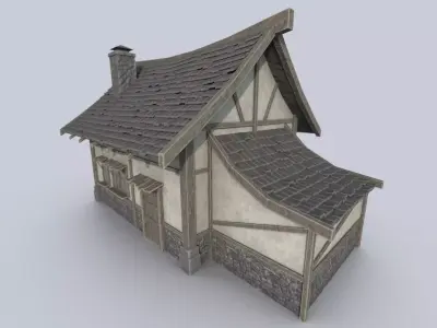 Medieval house Low-poly 3D model 24