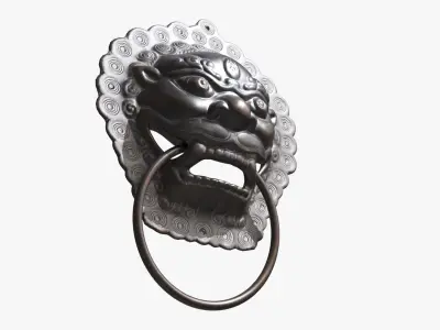 Chinese animal head door knocker03 PBR 3D model