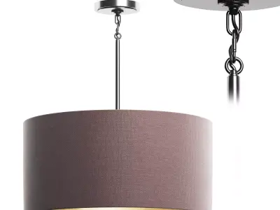 RESTORATION HARDWARE CICERO ROUND SHADE PENDANT Grey Linen 3D model