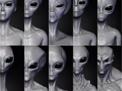 Realistic Aliens Sculpts Full Pack 3D model