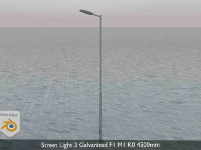 Street Light 3 Galvanized F1 M1 K0 4500mm Low-poly 3D model