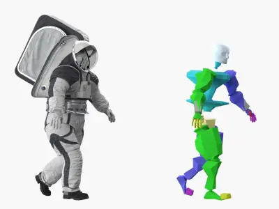  EVA Space Suit with Detailed Interior White Rigged 