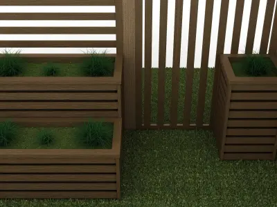 Planter Banch 3d Scene Low-poly 3D model