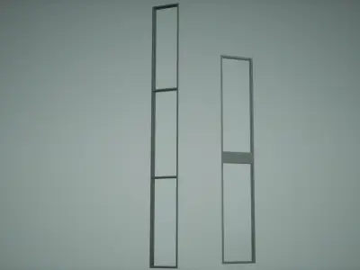 Window Set Low Poly Game Ready metal frame with four panes Low-poly 3D model