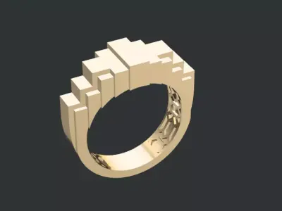 Architectural solid gold ring 3D print model