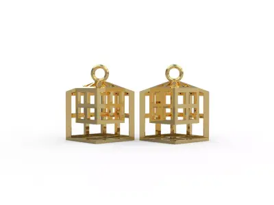 Fashion Earring Cubik House Shaped Earrings  3D print model