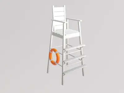 Stylized Low-Poly Lifeguard Chair Low-poly 3D model