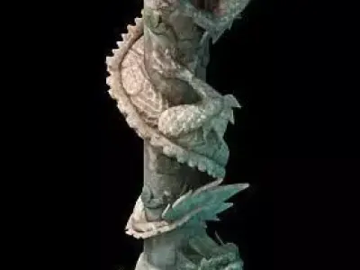 Game Model - Tombstone Dragon Shaped Pillar 01 3D model