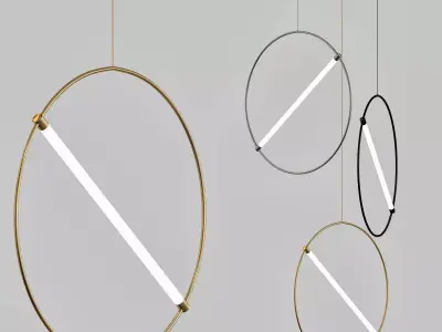ed046 pendant light with two circles hanging from it 3D model