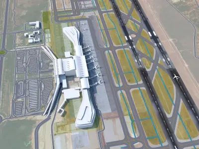 Rajiv Gandhi International Airport Hyderabad 10km Low-poly 3D model