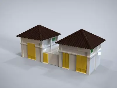 House set two lego houses with roofs Low-poly 3D model