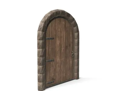 Simple Medieval Wooden Door  Low-poly 3D model