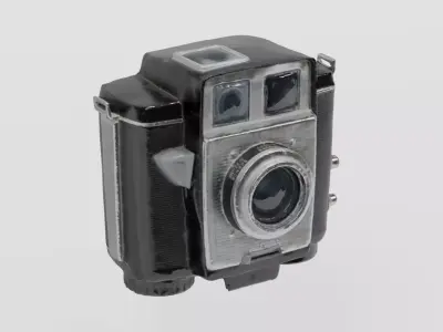 Vintage 1950s Camera Brownie photogrammetry scan PBR 4K textures Low-poly 3D model