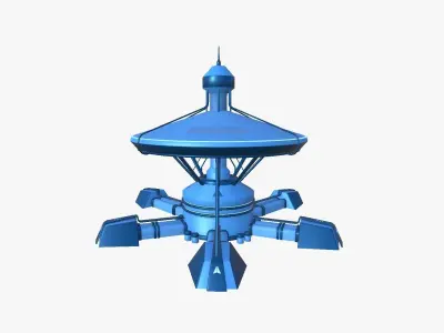 SciFi Facility C03 Blue - Sci Fi Exterior Design Low-poly 3D model