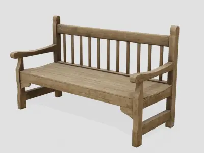 Old Wooden Bench - PBR Low-poly 3D model