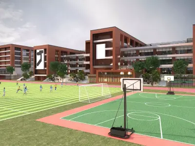 School building Low-poly 3D model