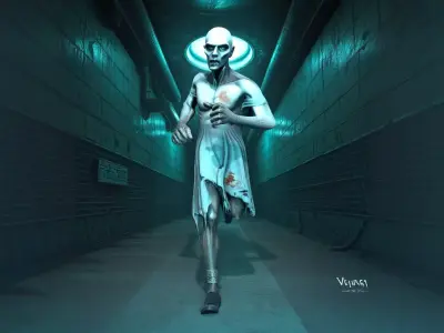 Sewer Zombie with Algae Stains Low-poly 3D model