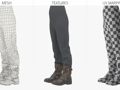  Fantasy Leather Boots with Tucked Pants Set 