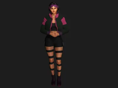 AAA 3D CHARACTER BARBIE GIRL CYBER PUNK-REALISTIC RIG GAME READY Low-poly 3D model