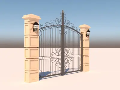 gates wrought iron gate 3D model
