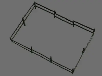 Wooden Fence 1B Low-poly 3D model