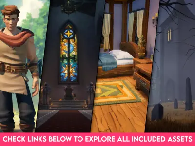 Stylized Fantasy Medieval Bundle Low-poly 3D model