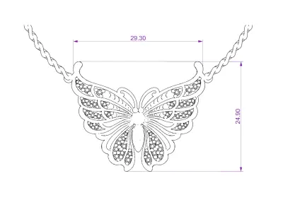 Butterfly pendant 3D print model 2