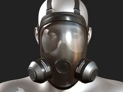 Gas mask helmet 3d model military combat low poly  Low-poly 3D model