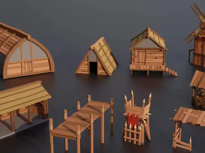 Medieval Village Megapack Low Poly RG Low-poly 3D model